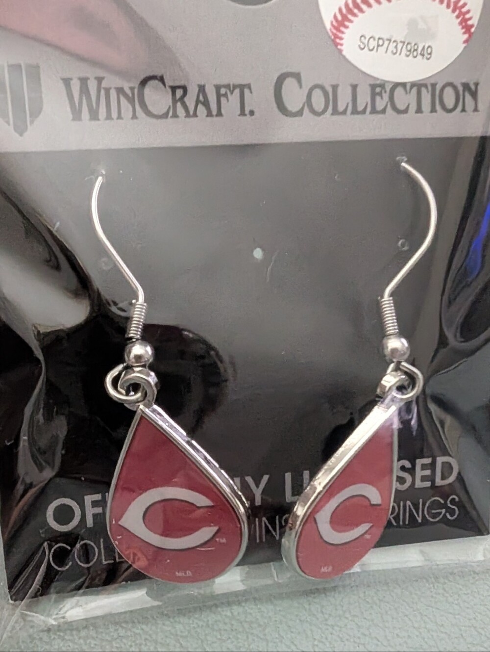 Red Teardrop Cinncinati Reds Logo Earrings